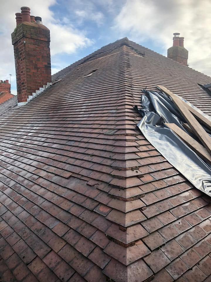 Full re-roof in progress with felt and battens — RG roofing Lancashire